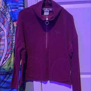 victoria’s secret pink wine colored fleece quarter zip